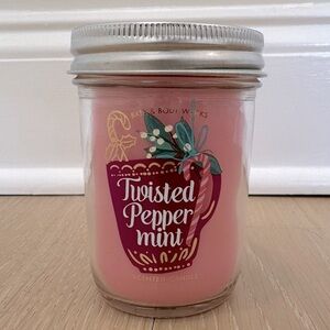 Bath and Body Works Twisted Peppermint 1 wick Candle Pink Winter Holiday Vanilla